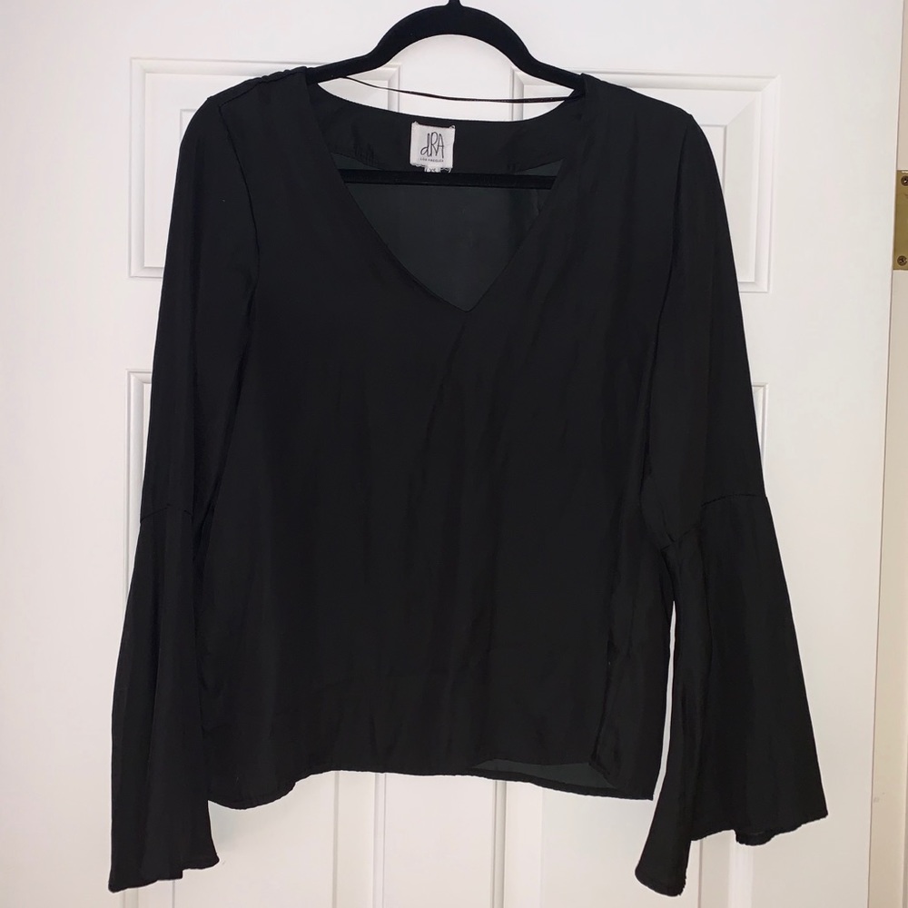 Boho Black Silky Bell Sleeve Top dRA Los Angeles